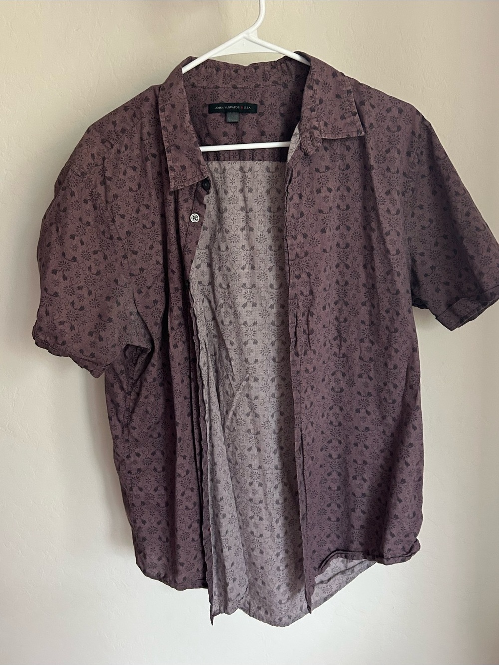 John Varvatos Short Sleeve Camp Shirt - Plum Floral